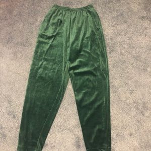 Vintage High-waisted Green Velvet sweat pants
